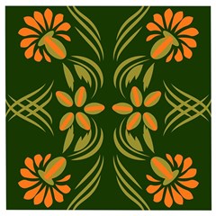 Folk Flowers Print Floral Pattern Ethnic Art Wooden Puzzle Square by Eskimos