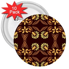 Folk Flowers Print Floral Pattern Ethnic Art 3  Buttons (10 Pack)  by Eskimos