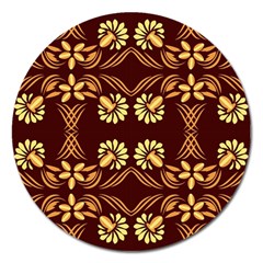 Folk Flowers Print Floral Pattern Ethnic Art Magnet 5  (round) by Eskimos