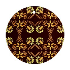 Folk Flowers Print Floral Pattern Ethnic Art Round Ornament (two Sides) by Eskimos