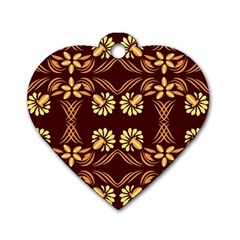 Folk Flowers Print Floral Pattern Ethnic Art Dog Tag Heart (two Sides) by Eskimos