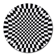 Illusion Checkerboard Black And White Pattern Round Mousepads by Nexatart