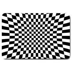 Illusion Checkerboard Black And White Pattern Large Doormat  by Nexatart