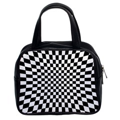 Illusion Checkerboard Black And White Pattern Classic Handbag (two Sides) by Nexatart