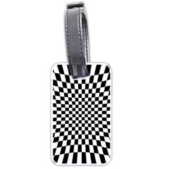 Illusion Checkerboard Black And White Pattern Luggage Tag (one Side) by Nexatart