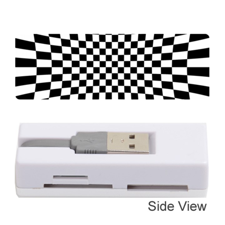 Illusion Checkerboard Black And White Pattern Memory Card Reader (Stick)