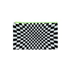 Illusion Checkerboard Black And White Pattern Cosmetic Bag (xs) by Nexatart