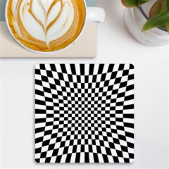 Illusion Checkerboard Black And White Pattern Uv Print Square Tile Coaster 