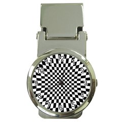 Illusion Checkerboard Black And White Pattern Money Clip Watches by Nexatart