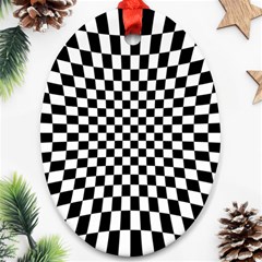 Illusion Checkerboard Black And White Pattern Oval Ornament (two Sides)