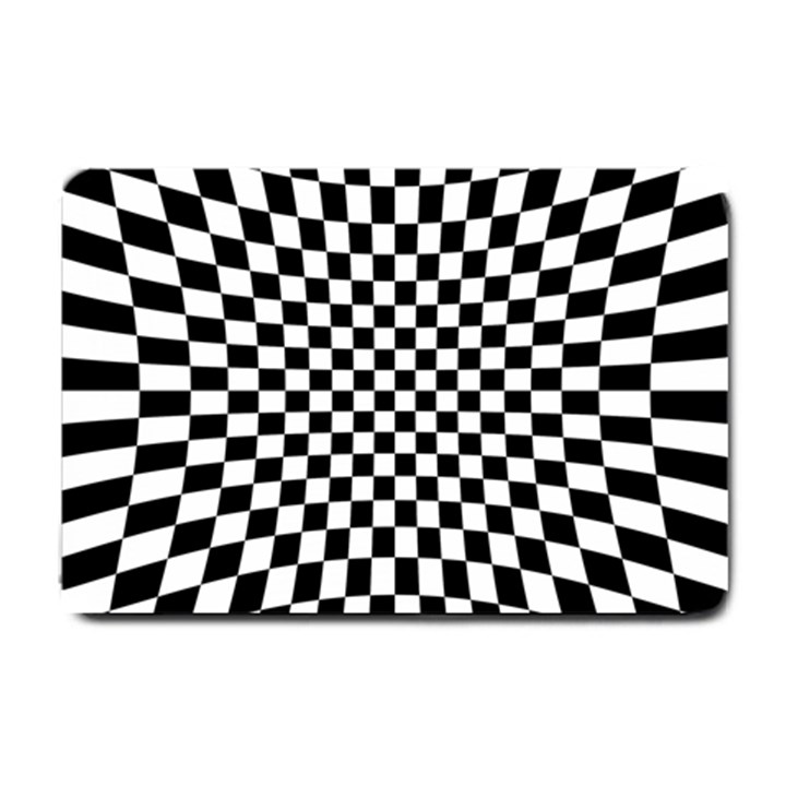 Illusion Checkerboard Black And White Pattern Small Doormat 