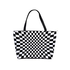 Illusion Checkerboard Black And White Pattern Classic Shoulder Handbag by Nexatart