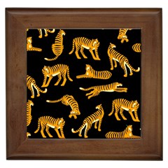 Seamless-exotic-pattern-with-tigers Framed Tile by Jancukart