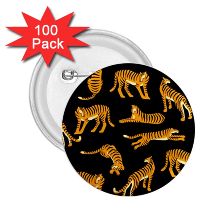 Seamless-exotic-pattern-with-tigers 2.25  Buttons (100 pack) 