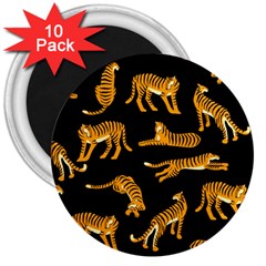 Seamless-exotic-pattern-with-tigers 3  Magnets (10 Pack) 