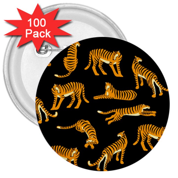 Seamless-exotic-pattern-with-tigers 3  Buttons (100 pack) 