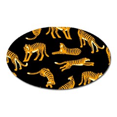 Seamless-exotic-pattern-with-tigers Oval Magnet