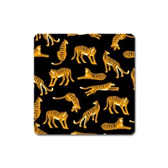 Seamless-exotic-pattern-with-tigers Square Magnet