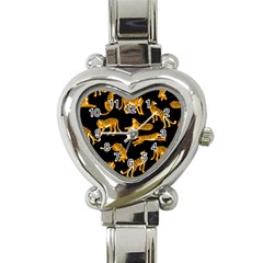 Seamless-exotic-pattern-with-tigers Heart Italian Charm Watch