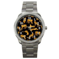 Seamless-exotic-pattern-with-tigers Sport Metal Watch