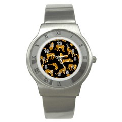 Seamless-exotic-pattern-with-tigers Stainless Steel Watch