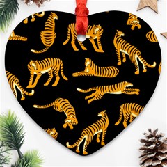 Seamless-exotic-pattern-with-tigers Heart Ornament (two Sides)