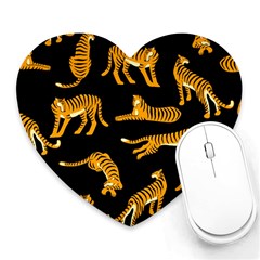 Seamless-exotic-pattern-with-tigers Heart Mousepads