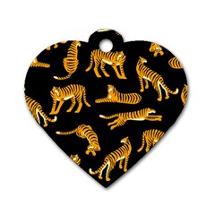 Seamless-exotic-pattern-with-tigers Dog Tag Heart (two Sides)