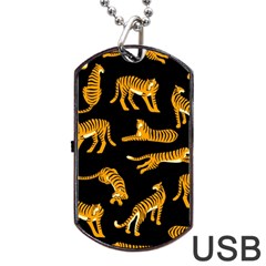 Seamless-exotic-pattern-with-tigers Dog Tag Usb Flash (two Sides)