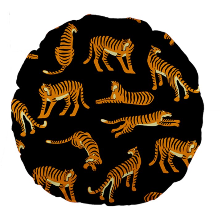 Seamless-exotic-pattern-with-tigers Large 18  Premium Round Cushions