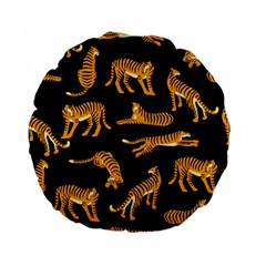 Seamless-exotic-pattern-with-tigers Standard 15  Premium Flano Round Cushions