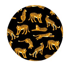 Seamless-exotic-pattern-with-tigers Mini Round Pill Box (pack Of 5)