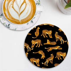 Seamless-exotic-pattern-with-tigers Uv Print Round Tile Coaster