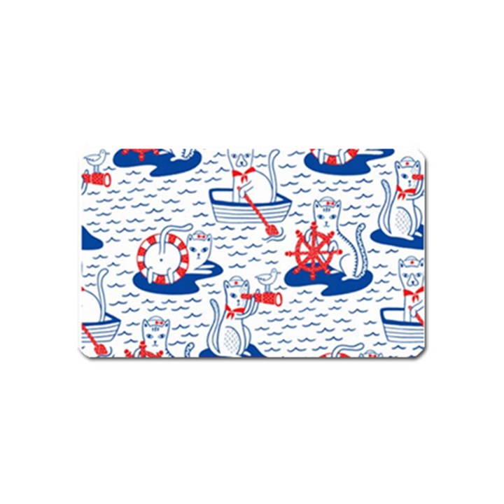 Nautical Cats Seamless Pattern Magnet (Name Card)