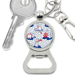 Nautical Cats Seamless Pattern Bottle Opener Key Chain by Jancukart