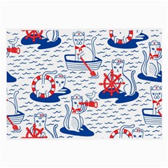 Nautical Cats Seamless Pattern Large Glasses Cloth (2 Sides)