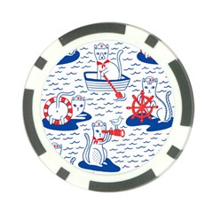 Nautical Cats Seamless Pattern Poker Chip Card Guard