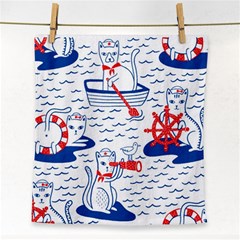 Nautical Cats Seamless Pattern Face Towel by Jancukart