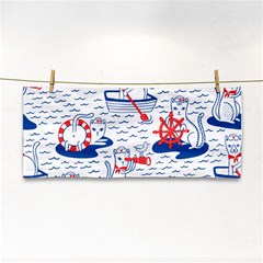 Nautical Cats Seamless Pattern Hand Towel