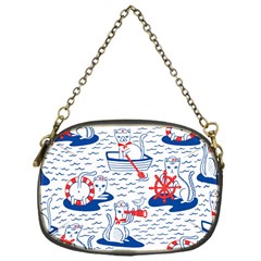 Nautical Cats Seamless Pattern Chain Purse (one Side)