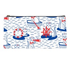 Nautical Cats Seamless Pattern Pencil Case by Jancukart