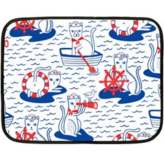 Nautical Cats Seamless Pattern Double Sided Fleece Blanket (mini)  by Jancukart