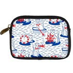 Nautical Cats Seamless Pattern Digital Camera Leather Case Front