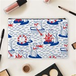 Nautical Cats Seamless Pattern Cosmetic Bag (Large) Back