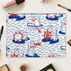 Nautical Cats Seamless Pattern Cosmetic Bag (xl)