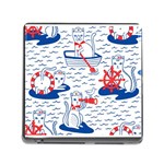 Nautical Cats Seamless Pattern Memory Card Reader (Square 5 Slot) Front