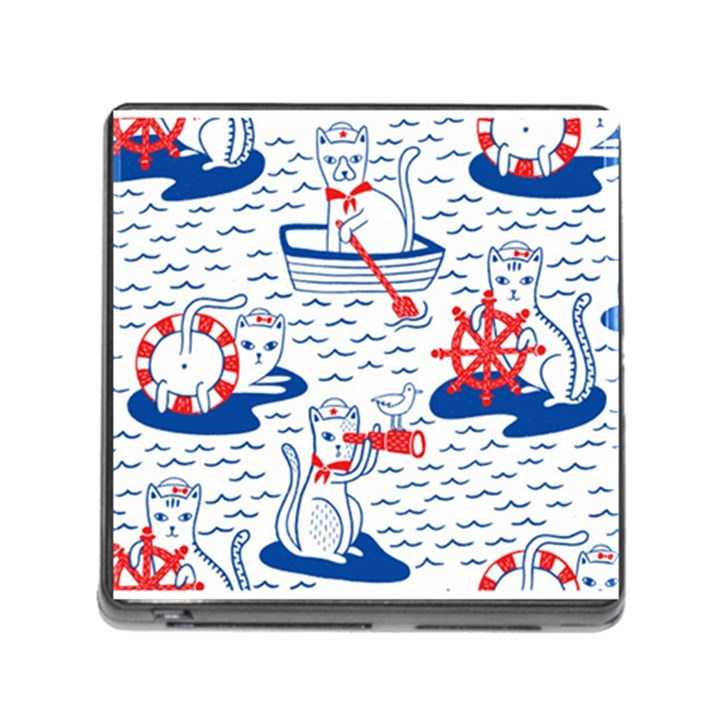 Nautical Cats Seamless Pattern Memory Card Reader (Square 5 Slot)