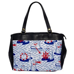 Nautical Cats Seamless Pattern Oversize Office Handbag by Jancukart