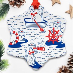 Nautical Cats Seamless Pattern Ornament (snowflake)