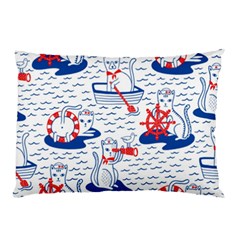 Nautical Cats Seamless Pattern Pillow Case (two Sides)